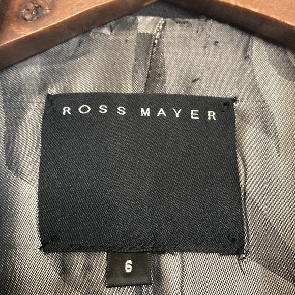 Ross Mayer Blazer Womens 6 Gray Wool Stretch Jacket Tortoise Buttons Workwear - Picture 13 of 15